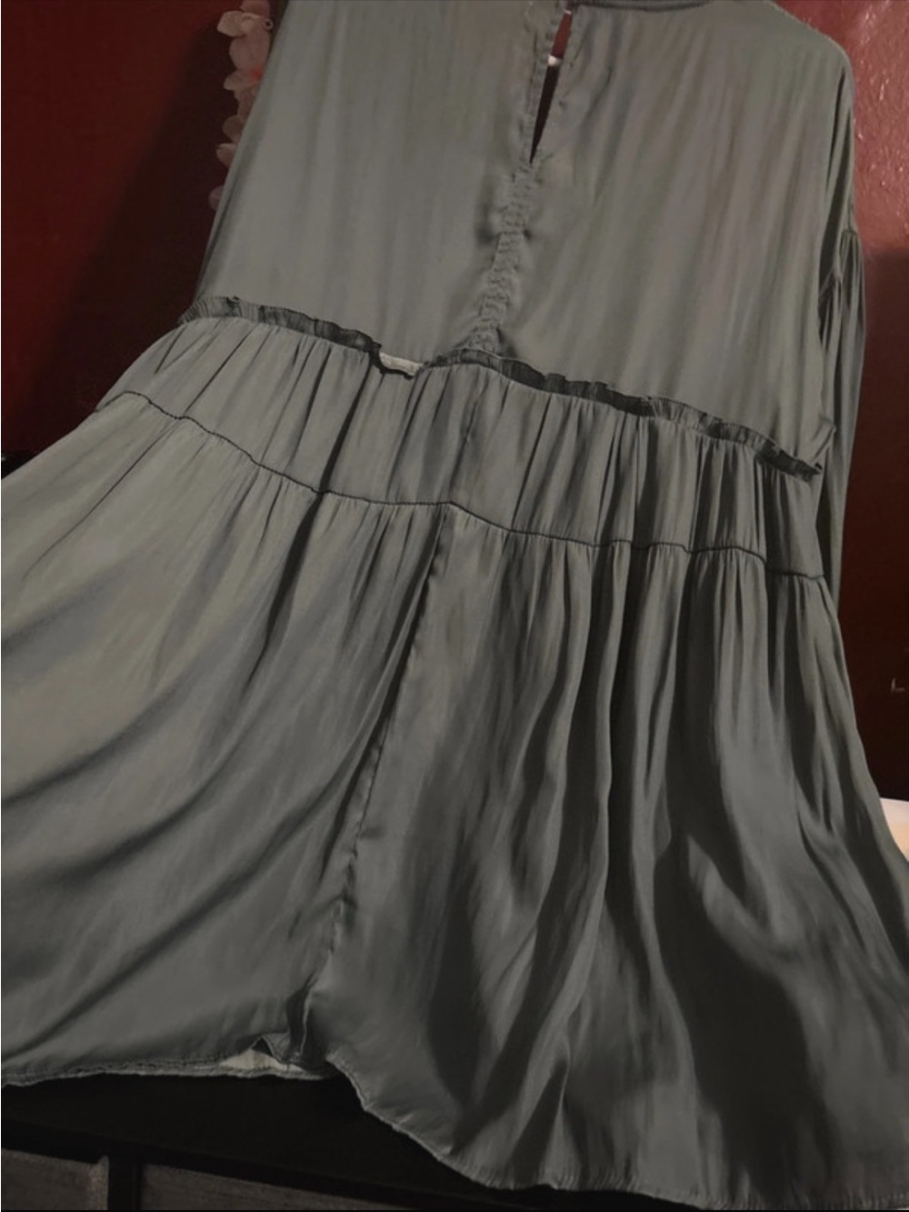 Mustard Seed Sage Green Tiered Mini Dress